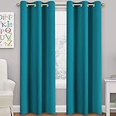 Turquoize Teal Blackout Curtains Themal Insulated Grommet/Eyelet Top Blackout Curtain Drapes for Bedroom Window Treatment Panels Nursery &amp; Infant Care Panels Drapes,2 Panel, 42" W x 84" L, Teal