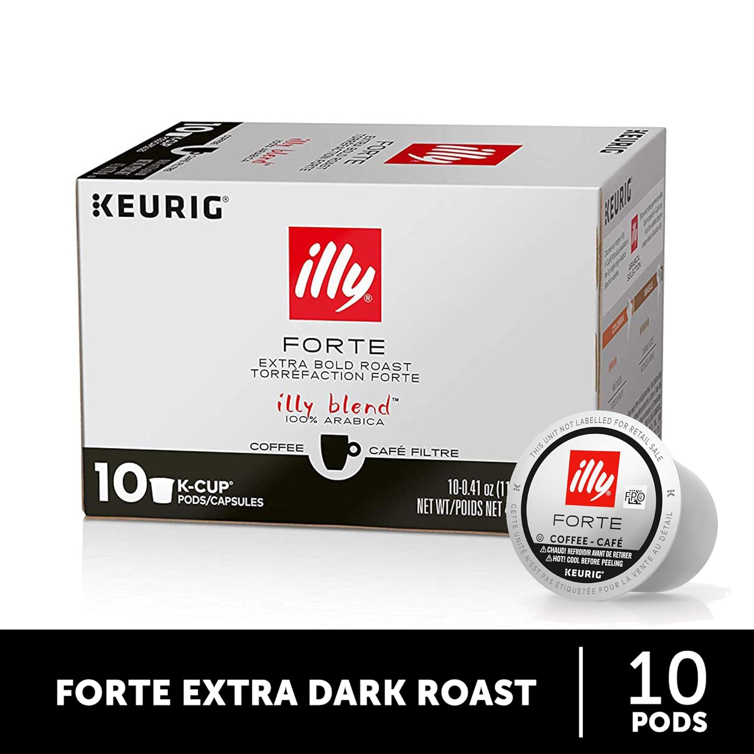 illy K-Cup Pods Forte Extra Dark Roast Coffee for Keurig Brewers, 10 Ct