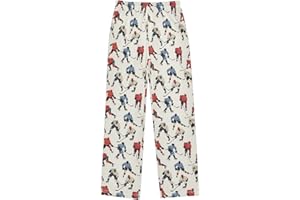 ALAZA Red Blue Ice Hockey Player Stylish Cartoon Pajama Lounge Pants Long Sleep Pajama Bottoms with Pockets