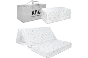 voomf Trifold Pack and Play Mattress - 38"x26" Pack N Play Mattress Pad with Breathable Removable Cover - High Density Foam Foldable Travel Baby Crib Mattresses
