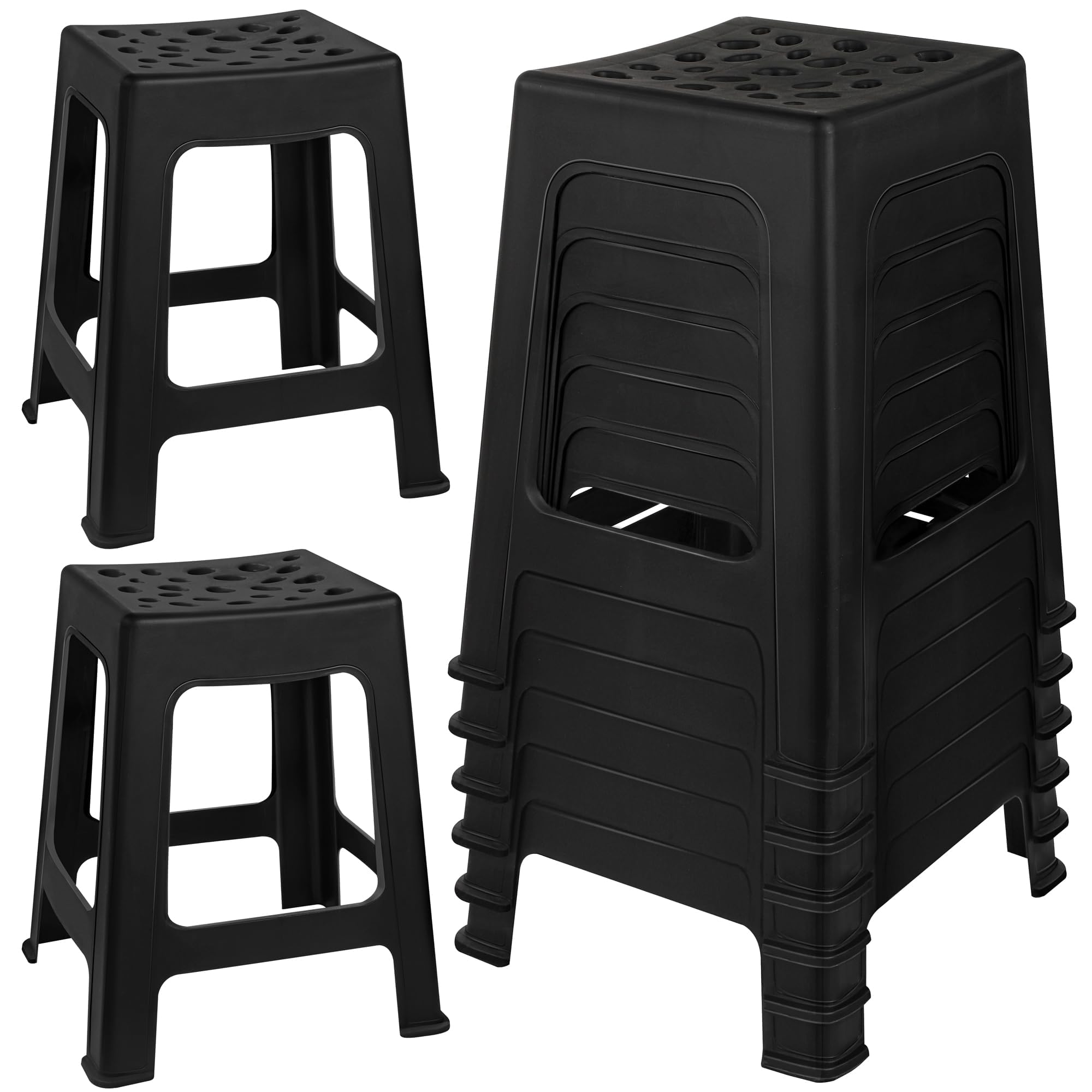 Photo 1 of TURSTIN 5 Pack Plastic Stools 16.9 Inch Black Nesting Stools Portable Backless Bar Stool Flexible Seating Chairs for Classroom Office Home