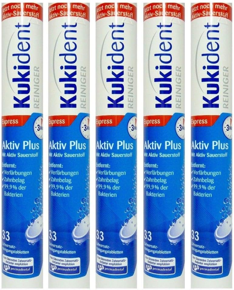 Kukident Aktiv Plus (33 Tabs) Dental Cleaner Express 3 min