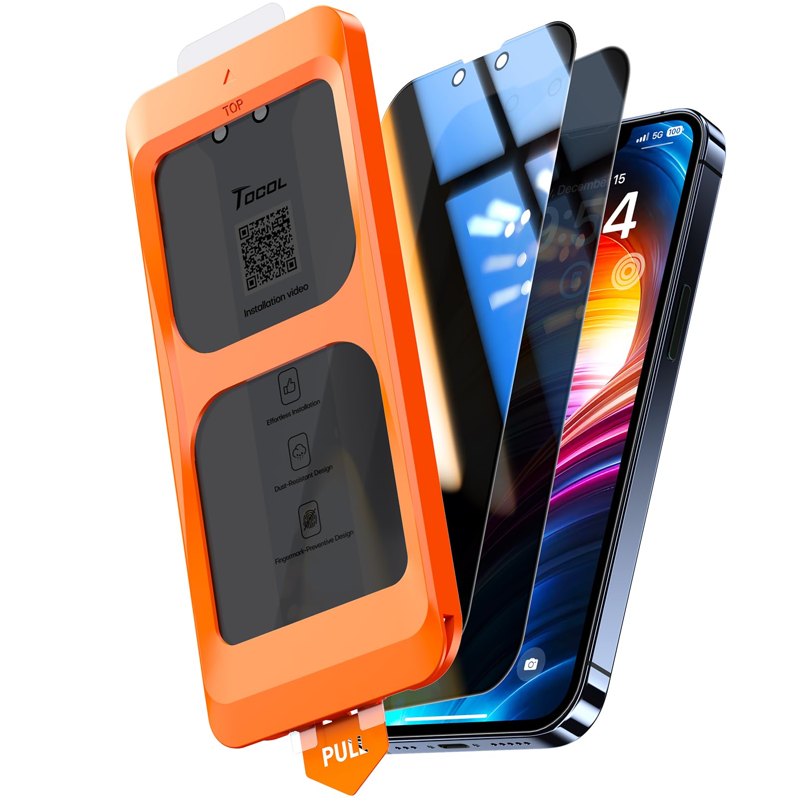 TOCOL 2 Pack for iPhone 13 Pro Max/iPhone 14 Plus Privacy Screen Protector 6.7-Inch, True 25°Anti Spy, Instant Installation, Tempered Glass, Case Friendly, Coverage Protection