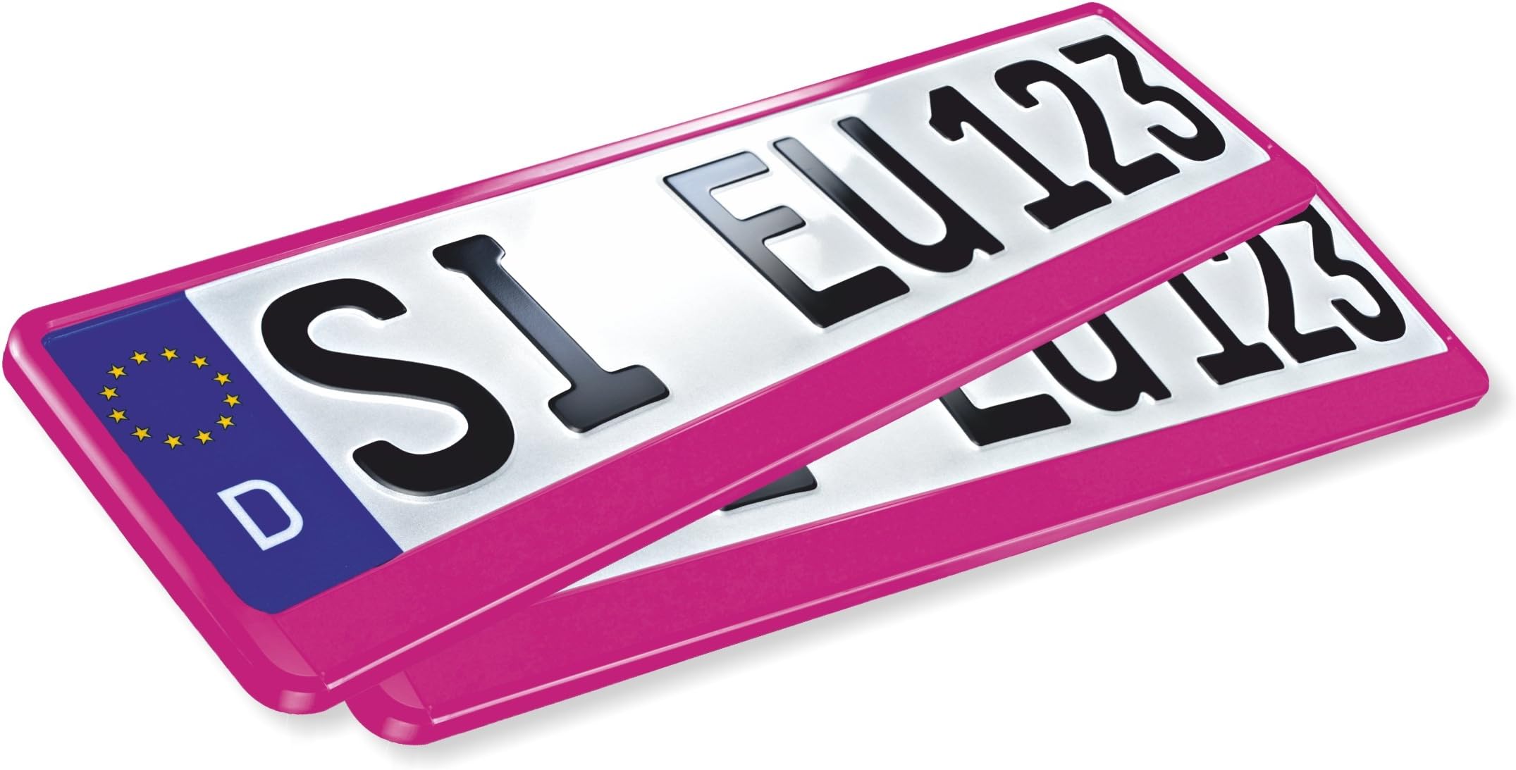 Utsch Erustar EU Car Number Plate Holders, Pink, Universal, Car License Plate, Mount Holder, 520 x 110 mm, Set of 2