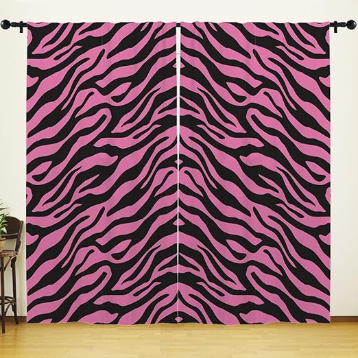 Amazon Com Pink Window Curtain By Hgod Designs Pink Zebra Print