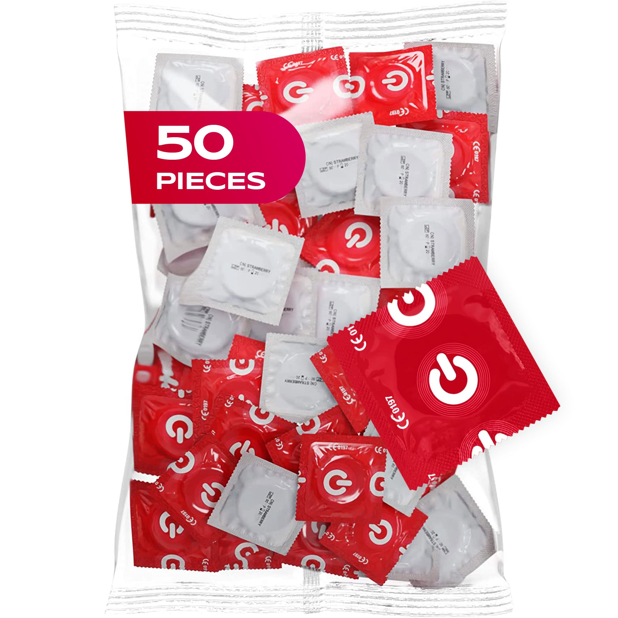 ON Super Thin Condoms - 54 mm Width, Pack of 50, Ultra-Thin 0.055 mm, Silicone Lubricant, Men's Condoms