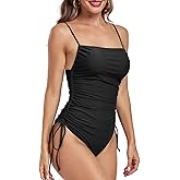 Zando One Piece Swimsuit Women Tummy Control Bathing Suits Cheeky High Cut One Piece Swimsuits Swimwear Tie Side