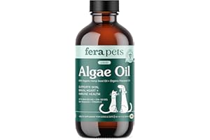 Fera Pets Algae Oil - Cats & Dogs Omega 3 Oil - Vegan - Immune, Heart, Brain, Skin and Coat Support - Includes Vitamin E, Organic Hemp Seed & Flaxseed Oil - 100% Plant Based Omega-3s - 8 oz