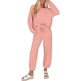 KIRUNDO Lounge Sets for Women 2026 Spring Airport Travel Outfits Ribbed Knit Tops Jogger Pants Tracksuit Postpartum Comfy Set