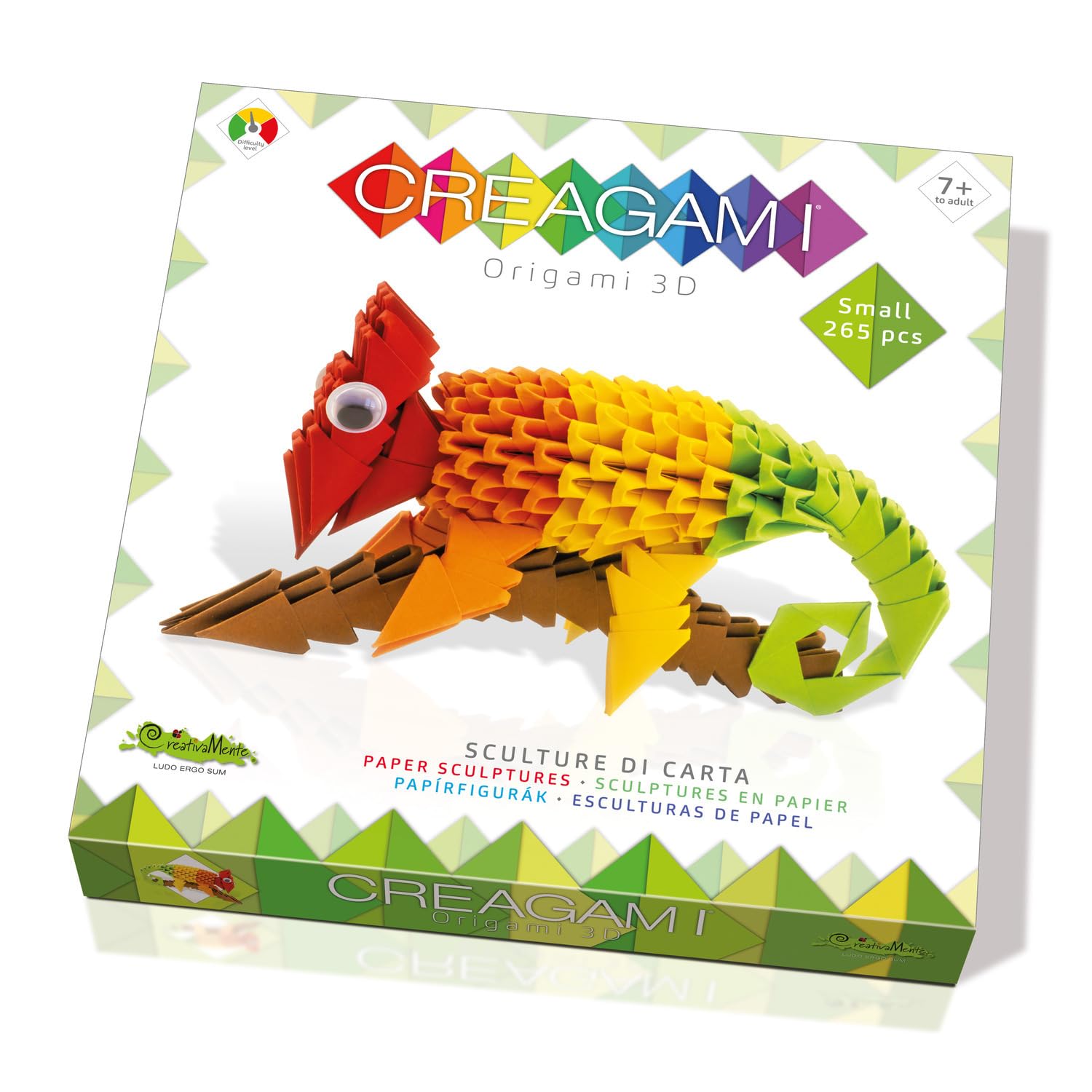 CreativaMente -141333 Creagami-Chameleon-Origami 3D, Multicoloured, 717