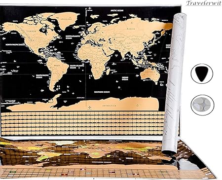 Carte Du Monde à Gratter Détaillée Avec Drapeaux Carte Xxl Noire Et Dorée 825594 Cm Cadeau Parfait Pour Les Voyageurs Kit Essentiel Pastilles