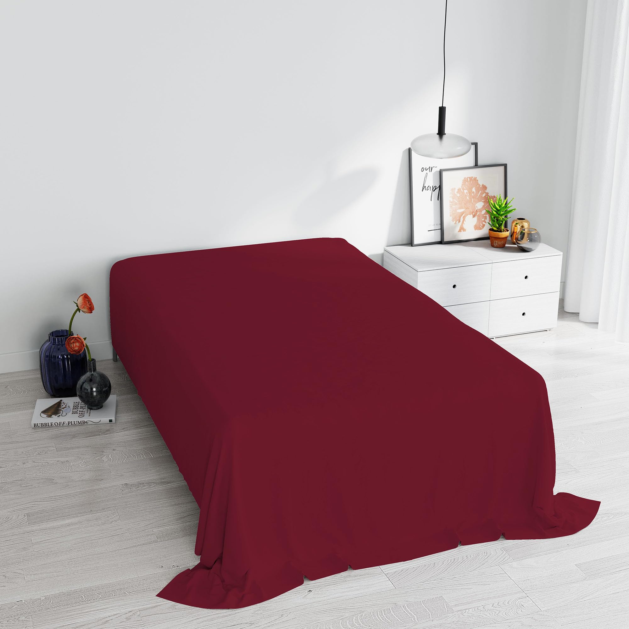 Max Color top Sheet,180x300cm,Bordeaux, 100% Cotton, SMALL DOUBLE