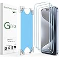 amFilm 2 Pack Magnetic OneTouch iPhone 15 Pro Max 6.7" Screen Protector [Eco Friendly & Reduce Plastic] [Indestructible Ultra 9H Tempered Glass] [15 seconds Auto-Alignment & Ultra Fast Installation]