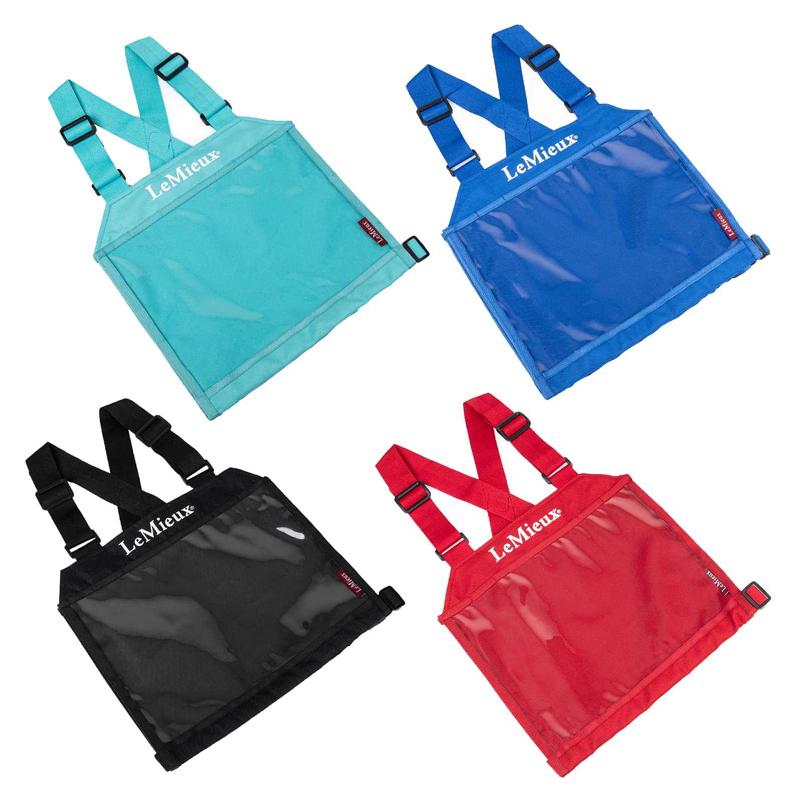 LeMieux Unisex Eventing Bib in Benetton Blue with Clear Front Competition Number Display - Comfortable and Stylish Equestrian Sport Wear - One Size