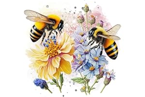 FOXKISS Bee Flower Diamond Art Painting Kits for Adults, Full Drill Diamond Dots Paintings for Beginners, Round 5D Paint with Diamonds Pictures Gem Art Painting Kits DIY Crafts Kits 14x14inch