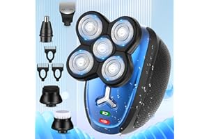 FEZIHEGH Head Shaver for Bald Men Razor,5 in 1 Electric Bald Head Shaver,Mens Shavers Electric Cordless Rechargeable,Wet Dry Machines for Man Head Face,USB Scalp Balder Shaving Grooming Kit Gift (Blue)