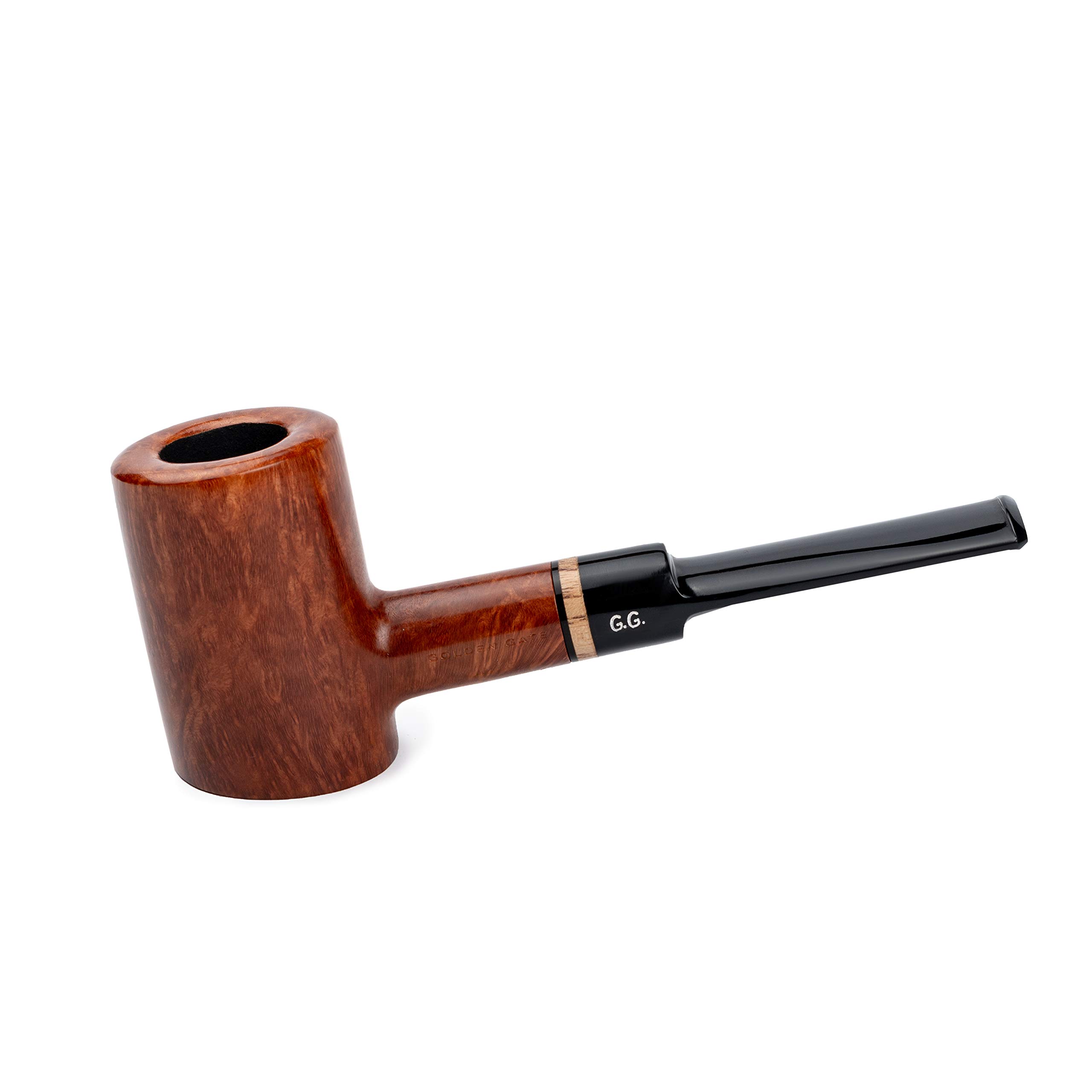 Wooden Tobacco Pipe - Poker Series, Handcrafted from Briar Root, Fits 9mm Filter (Gold)