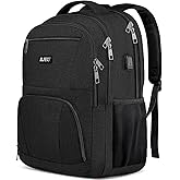 RJEU School Backpack for Teen Boys,15.6 Inch Anti Theft Laptop Bookbag with USB Charging Port, Water Resistant College, High School, Ergonomic Straps, Multiple Compartments, Men, Black