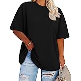 Plus Size Tops Casual Oversized Tshirts for Women Loose Fit Crew Neck Blouses Summer Basic Tees