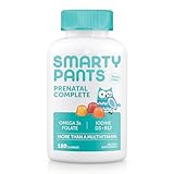 SmartyPants Prenatal Complete Gummy Vitamins: Multivitamin, Folate (Methylfolate), Vitamin K2, Vitamin D3, Methyl B12, Biotin, & Omega 3 DHA/EPA Fish Oil, 180 count&nbsp;(30 Day Supply)&nbsp;