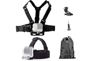 TEKCAM 4 in 1 Chest Strap and Head Mount for Gopro Hero 12, 11, 10, AKASO EK7000, Brave 4, V50, Dragon Touch, WOLFANG Action Cameras