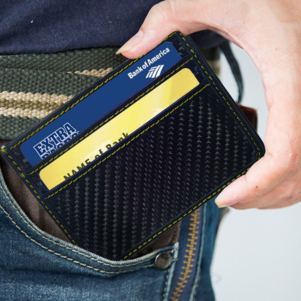 RFID Blocking MGCFTan Money Clip Glossy Carbon Fiber wallet Credit Card Business Card Holder 3K twill Gold