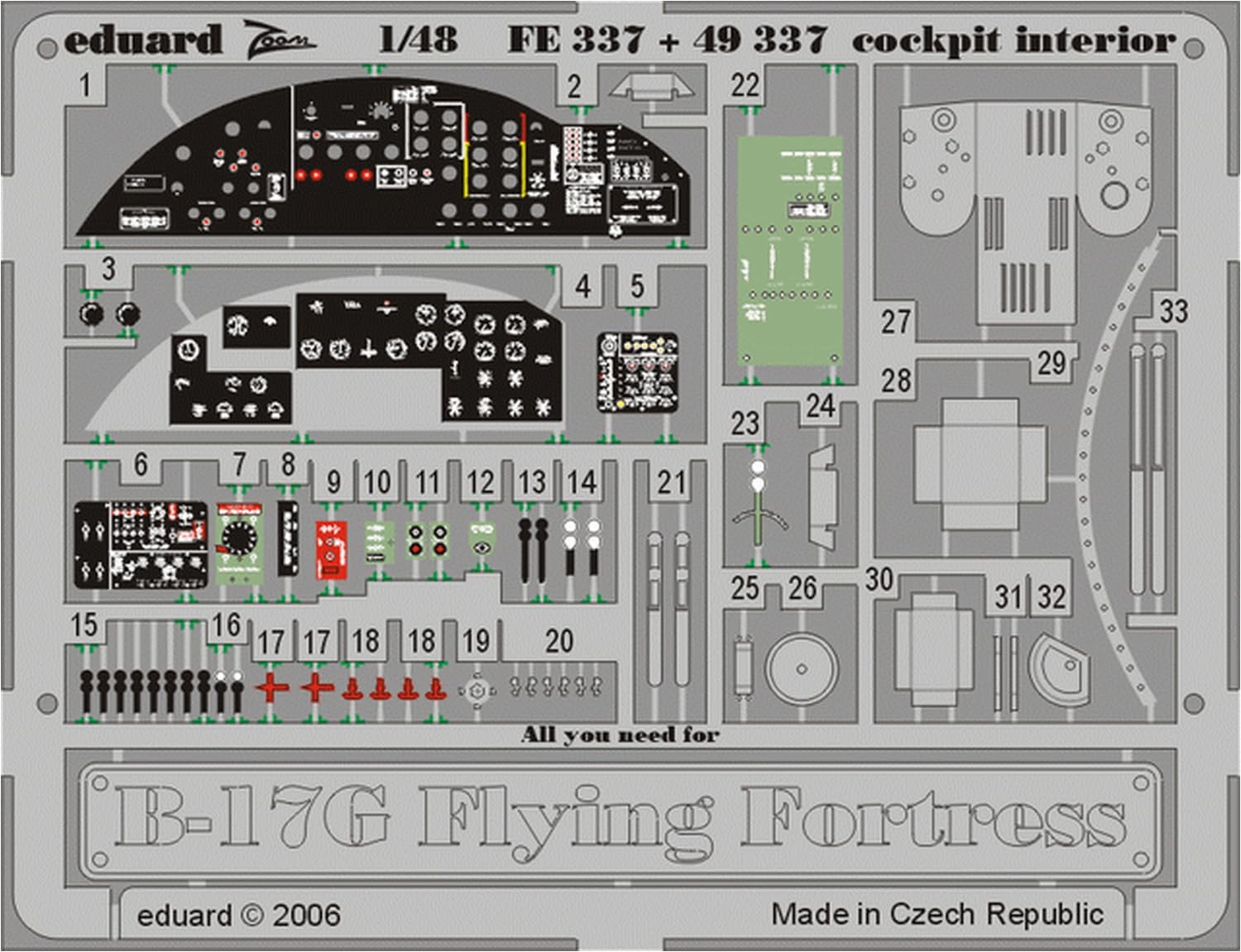 Eduard Accessories FE337 Model Building Accessories B-17G Flying Fortress Cockpit Interior