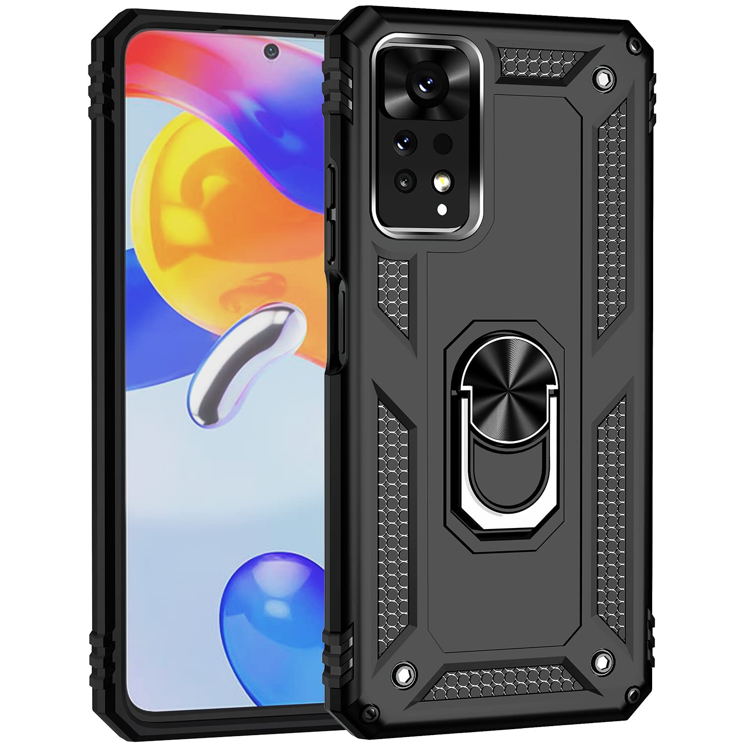 BestST Case Compatible with Xiaomi Redmi Note 11 Pro/Note 11 Pro 5G Case,Screen Protector Heavy Duty Shockproof Impact-Resistant Ultimate Armor Cover Bumpers Protective phone case,Black — image 1