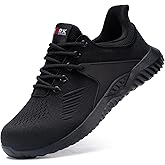 LARNMERN Slip On Steel Toe Shoes for Men, Work Lightweight Safety Sneakers Walking Tennis Shoe