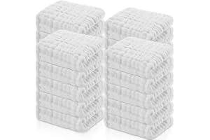 Breling 20 Pcs Baby Muslin Washcloth 12 x 12 Inch 100% Cotton Soft and Absorbent Muslin Washcloth Burp Cloth Wipe Newborn Face Towel for Baby Boy Girl Sensitive Skin(White)