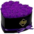 GLAMOUR BOUTIQUE 27 Preserved Roses in a Heart Box - Flowers Forever Valentine's Day, Roses Forever for Women, Roses Forever in a Box for Delivery, Birthday Gifts for Her, Purple