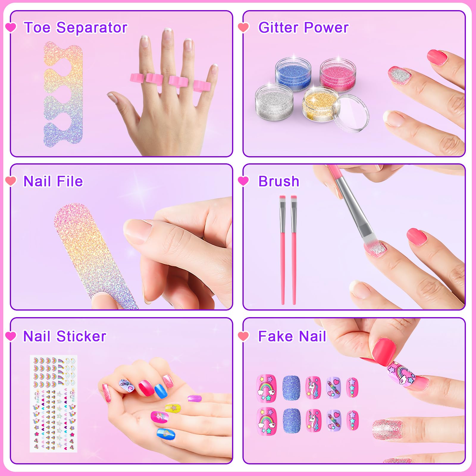 Kids Nail Polish Set for Girls, Non-Toxic Quick Dry Nail Art Salon Kit with Nail Dryer and Peelable Nail Polish,Ideal Gift Toys for Girls Age 3-12