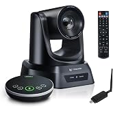TONGVEO AI Wireless PTZ Camera System with Auto Tracking Built-in Receiver &amp; Bluetooth Speakerphone, 5.8GHz 1080P 60fps Conference Camera with 3X Optical Zoom, for Church Zoom, OBS Meetings