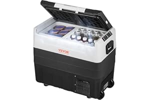 VEVOR Car Refrigerator, 12 Volt Car Refrigerator Fridge, 58 QT/55 L Dual Zone Portable Freezer, -4℉-50℉ Adjustable Range, 12/24V DC and 100-240V AC Compressor Cooler for Outdoor, Camping, Travel, RV