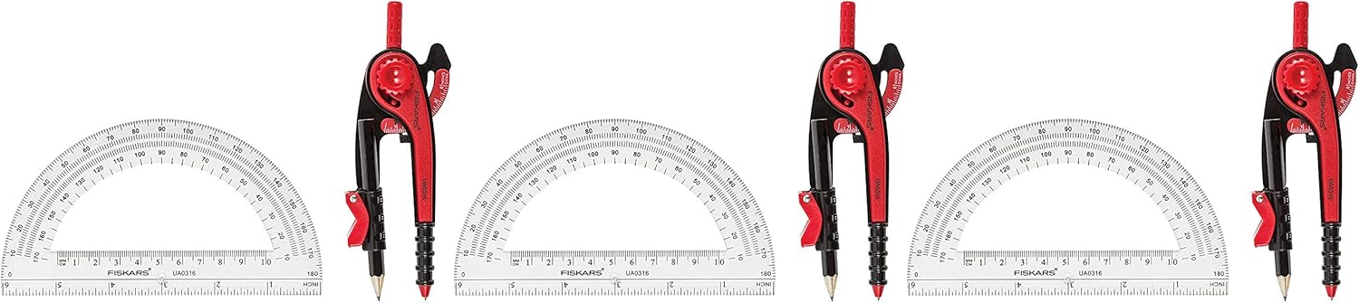 Fiskars 1565901000 Compass and Protractor Set, Color Received May Vary: Home & Kitchen