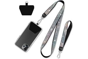 SHANSHUI Phone Lanyard, Universal Nylon Bling Neck Lanyard & Wrist Strap 1 Patch Tether Cell Phone Charm for All Smartphones
