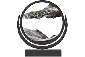 E-SHIDAI Moving Sand Art Picture in Motion Round Glass 3D Deep Sea Landscape, Dynamic Sand Art Sandscapes, Sensory (12in, Black)