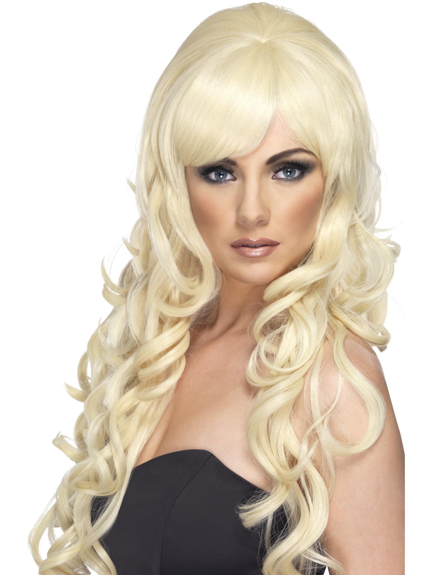 Smiffys Pop Starlet Wig, Blonde Long and Curly, Ladies Glamour Wigs Fancy Dress, Adult Dress Up Wigs