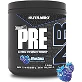 NutraBio STIM-Free PRE Workout for Men, New Formula | Laser Focus, Extreme Pumps | Performance, Endurance | 10g Citrulline, Beta Alanine, Nitrates, Nootropics, Electrolytes - 20 Servings Blue Razz