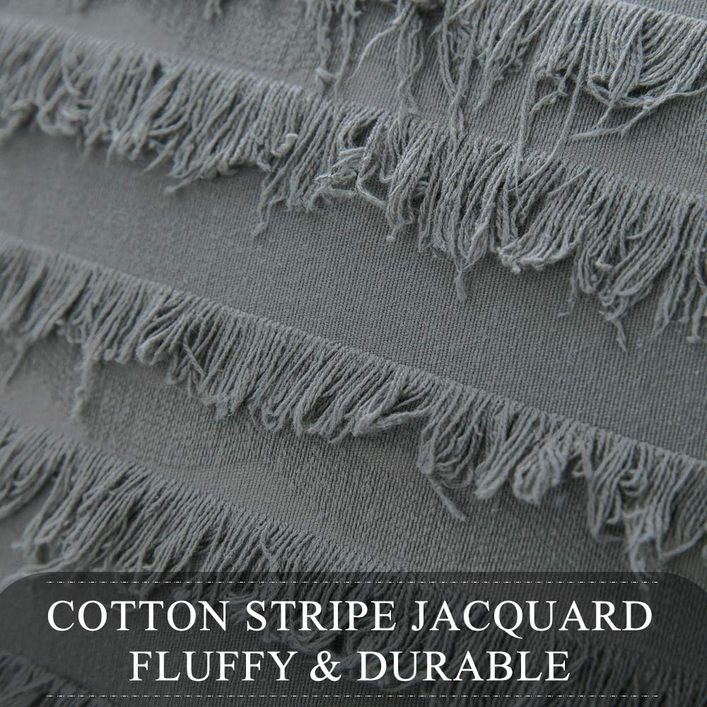 MIULEE Set of 2 Decorative Boho Throw Pillow Covers Cotton Linen Striped Jacquard Pattern Cushion Covers for Christmas Decor Sofa Couch Living Room Bedroom 20x20 Inch Ivory White: Home & Kitchen