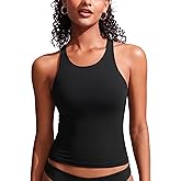 CRZ YOGA Racerback Tankini Tops for Women - Padded High Neck Modest Swim Sports Bathing Tank Only