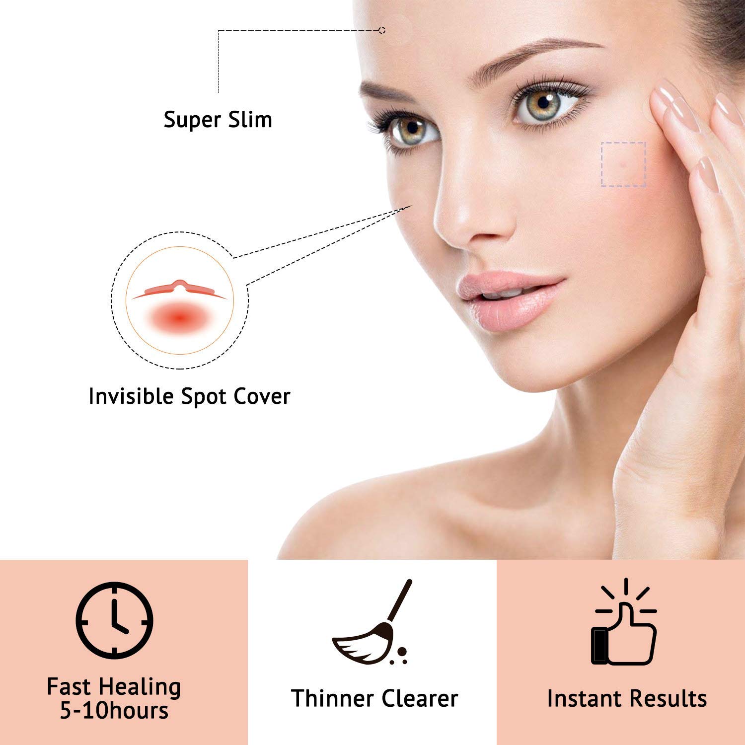 Acne Pimple Healing Patch Hydrocolloid Acne Absorbing Spot Dot 5 Pack x 24 Count(Size 8mm, 10mm, 12mm)