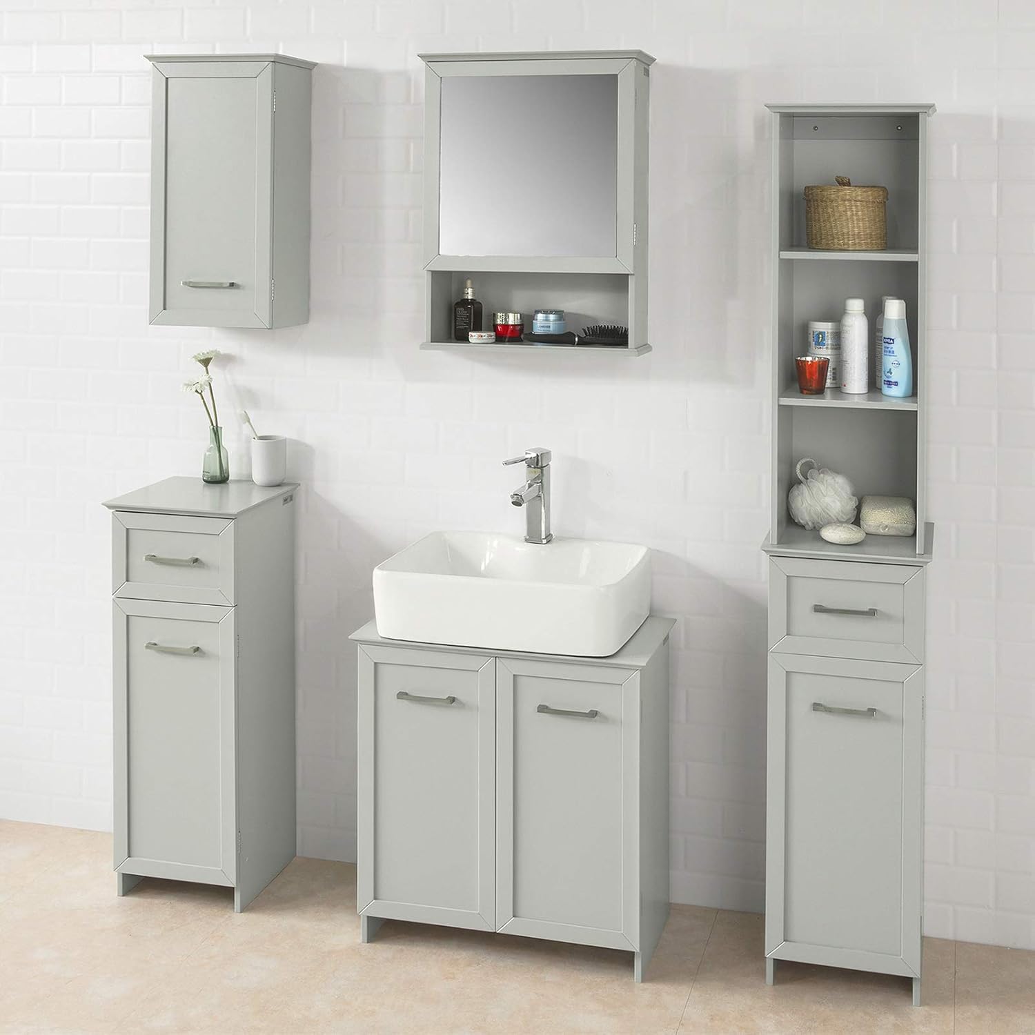 SoBuy BZR07-HG Waschbeckenunterschrank Badschrank Waschtisch