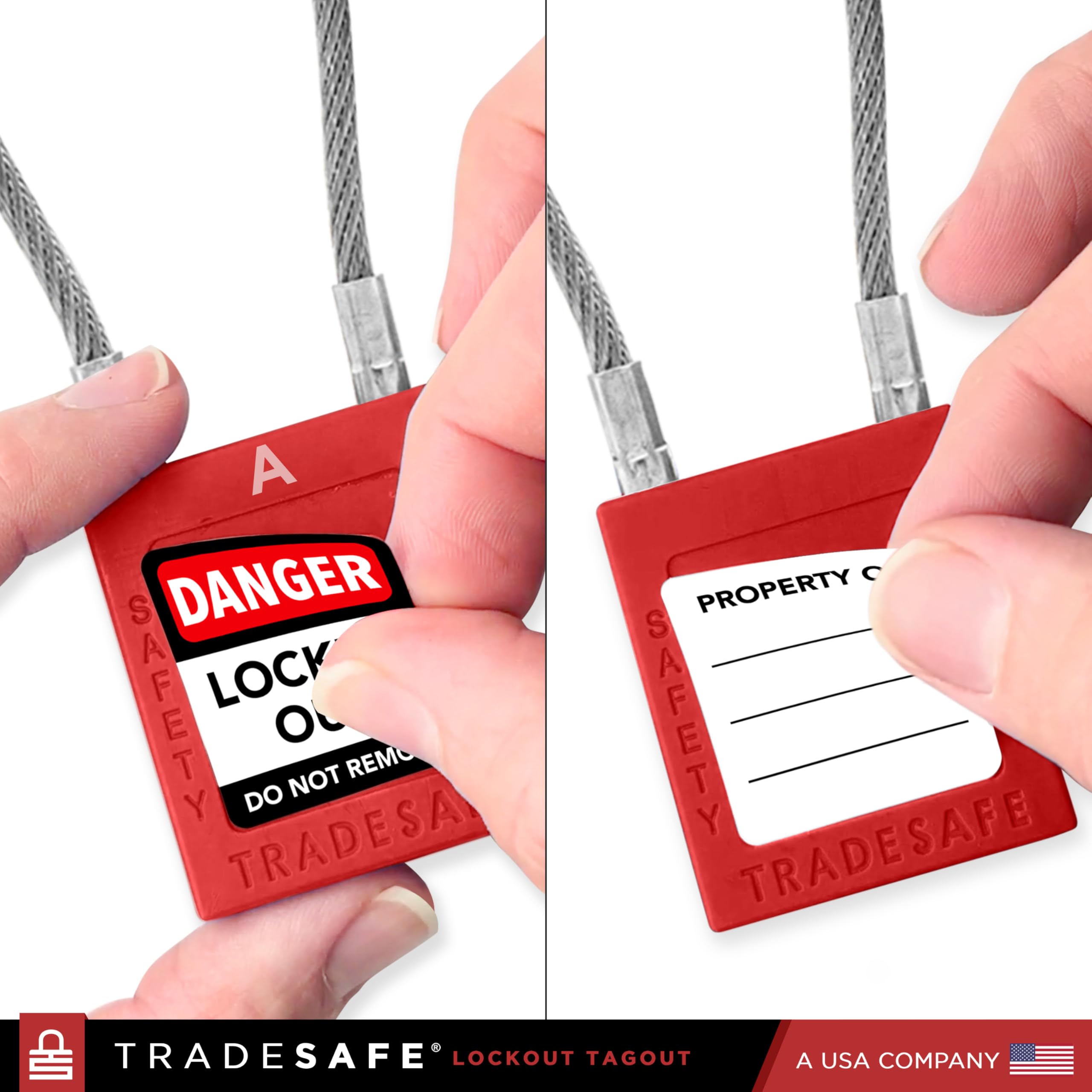 Mua TRADESAFE Lockout Tagout Steel Cable Locks with Keys - 10 Red Keyed ...