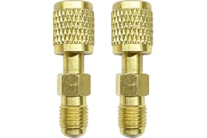 PRICYRU R32 R454B Refrigerant Brass Adapter, 1/4" Female to 1/4" Male Reverse Thread, Quick Connect Fittings for R32 R454B Refrigerant Tanks Mini Split Systems (2 PCS)