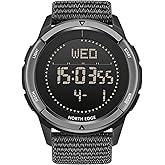 NORTH EDGE Survival Watch Tactical Military Watch for Men Women Digital Wrist Watch Outdoor Sports Pedometer Compass Calories Durable Nylon Strap