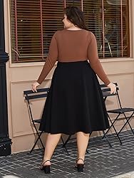 Moon Wood Women's Plus Size Midi Skirt High Elastic