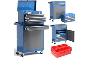AIRAJ- Tool Chest | Detachable Tool Chest with Wheels | Rolling Tool Chest | Tool Storage Cabinet | Garage Rolling Tool Box | for Workshops and Homes | with Tool Box Organizer Tray Divider