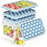 Ice Cube Trays with Lid and Bin, BPA-Free Mini 0.8 Inch Sphere Ice Molds, 2-Pack Small Round Ice Ball Trays, Easy Release, Includes Scoop &amp; Ice Storage Box for Cocktails, Coffee