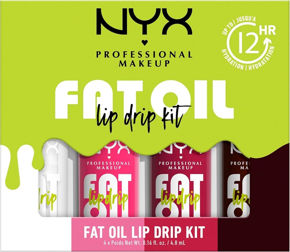 NYX Fat Oil Lip Drip Lip Gloss 4pc Raspberry Cloudberry Oils Squalane